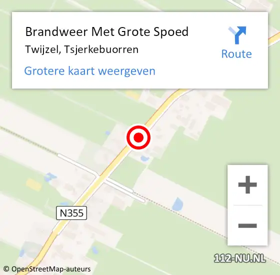 Locatie op kaart van de 112 melding: Brandweer Met Grote Spoed Naar Twijzel, Tsjerkebuorren op 11 december 2013 19:01