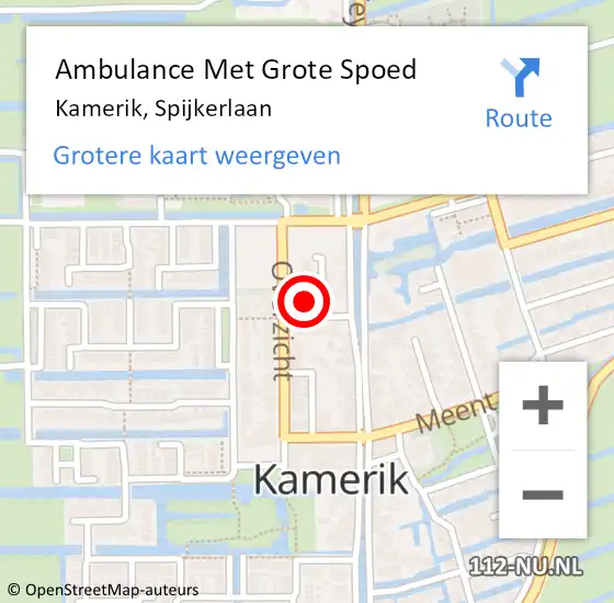 Locatie op kaart van de 112 melding: Ambulance Met Grote Spoed Naar Kamerik, Spijkerlaan op 13 april 2016 01:53