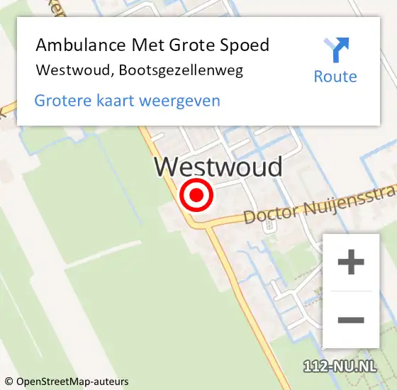 Locatie op kaart van de 112 melding: Ambulance Met Grote Spoed Naar Westwoud, Bootsgezellenweg op 13 april 2016 02:00