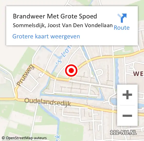 Locatie op kaart van de 112 melding: Brandweer Met Grote Spoed Naar Sommelsdijk, Joost Van Den Vondellaan op 13 april 2016 02:47