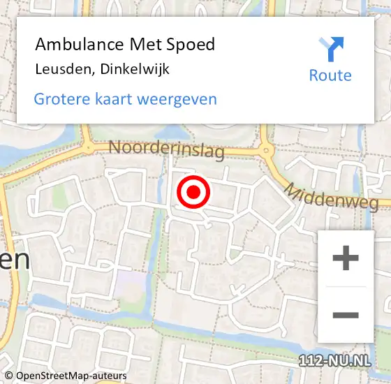 Locatie op kaart van de 112 melding: Ambulance Met Spoed Naar Leusden, Dinkelwijk op 13 april 2016 05:21