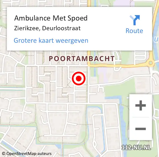 Locatie op kaart van de 112 melding: Ambulance Met Spoed Naar Zierikzee, Deurloostraat op 11 december 2013 19:05