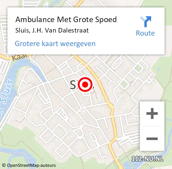 Locatie op kaart van de 112 melding: Ambulance Met Grote Spoed Naar Sluis, J.H. Van Dalestraat op 13 april 2016 05:45