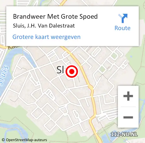 Locatie op kaart van de 112 melding: Brandweer Met Grote Spoed Naar Sluis, J.H. Van Dalestraat op 13 april 2016 06:03