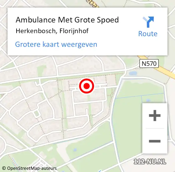 Locatie op kaart van de 112 melding: Ambulance Met Grote Spoed Naar Herkenbosch, Florijnhof op 13 april 2016 06:38