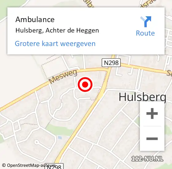 Locatie op kaart van de 112 melding: Ambulance Hulsberg, Achter de Heggen op 11 december 2013 19:10