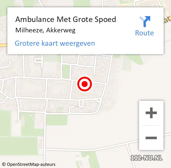 Locatie op kaart van de 112 melding: Ambulance Met Grote Spoed Naar Milheeze, Akkerweg op 13 april 2016 07:51