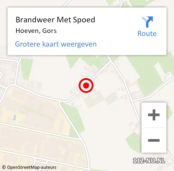 Locatie op kaart van de 112 melding: Brandweer Met Spoed Naar Hoeven, Gors op 13 april 2016 08:56