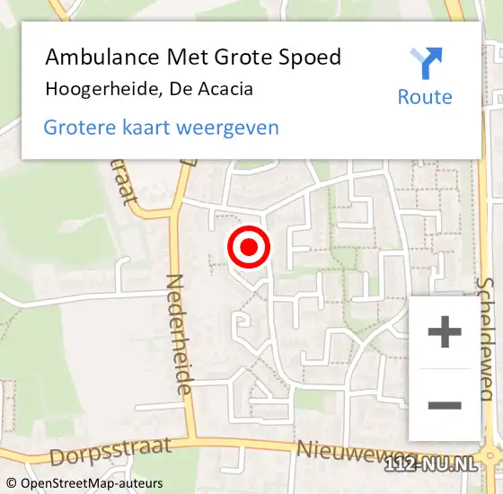 Locatie op kaart van de 112 melding: Ambulance Met Grote Spoed Naar Hoogerheide, De Acacia op 11 december 2013 19:29