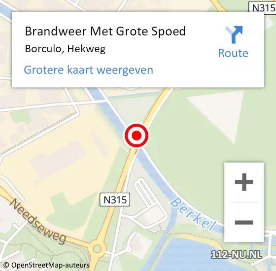 Locatie op kaart van de 112 melding: Brandweer Met Grote Spoed Naar Borculo, Hekweg op 13 april 2016 12:03