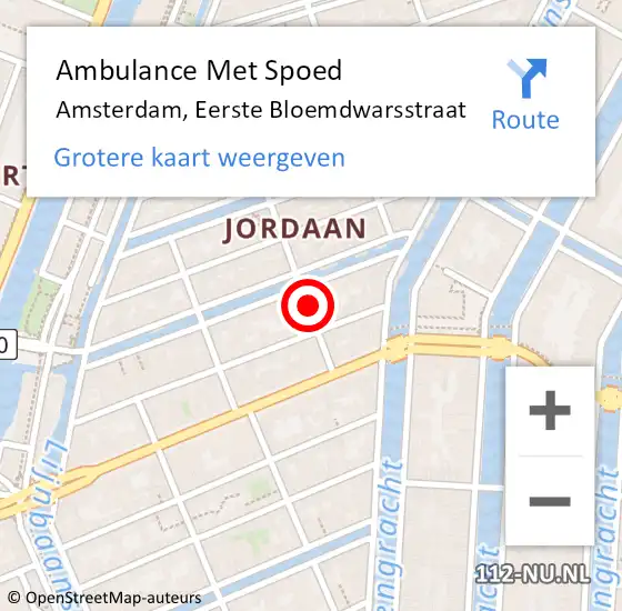 Locatie op kaart van de 112 melding: Ambulance Met Spoed Naar Amsterdam, Eerste Bloemdwarsstraat op 13 april 2016 12:14