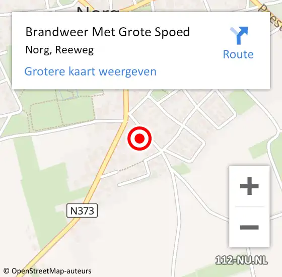 Locatie op kaart van de 112 melding: Brandweer Met Grote Spoed Naar Norg, Reeweg op 13 april 2016 12:34