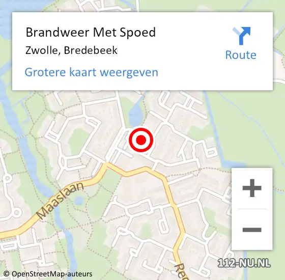 Locatie op kaart van de 112 melding: Brandweer Met Spoed Naar Zwolle, Bredebeek op 13 april 2016 12:41