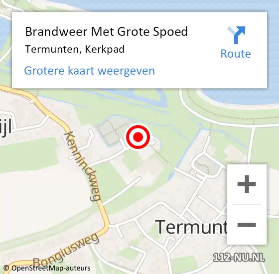 Locatie op kaart van de 112 melding: Brandweer Met Grote Spoed Naar Termunten, Kerkpad op 13 april 2016 12:57