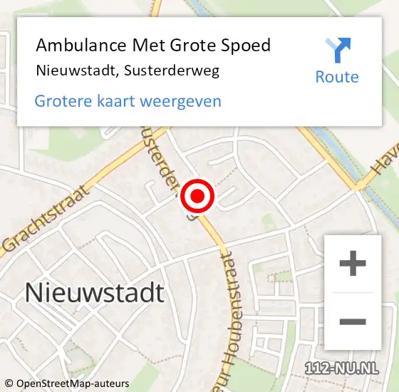 Locatie op kaart van de 112 melding: Ambulance Met Grote Spoed Naar Nieuwstadt, Susterderweg op 11 december 2013 19:53