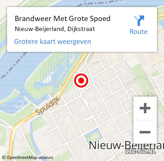 Locatie op kaart van de 112 melding: Brandweer Met Grote Spoed Naar Nieuw-Beijerland, Dijkstraat op 13 april 2016 14:12