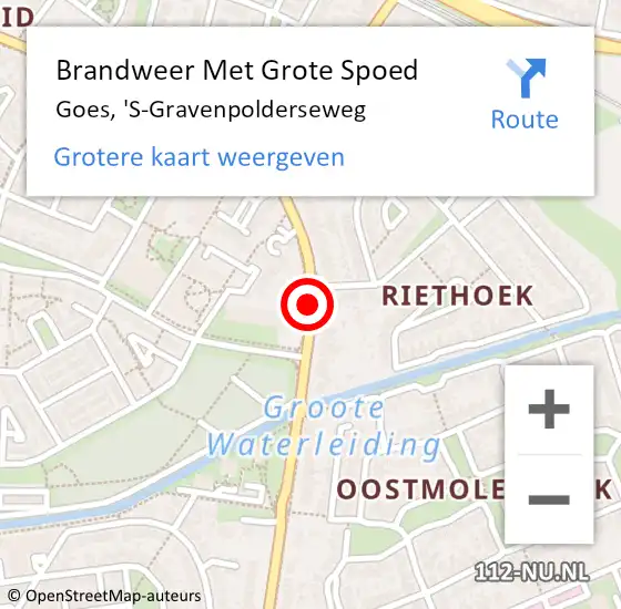 Locatie op kaart van de 112 melding: Brandweer Met Grote Spoed Naar Goes, 'S-Gravenpolderseweg op 13 april 2016 14:17