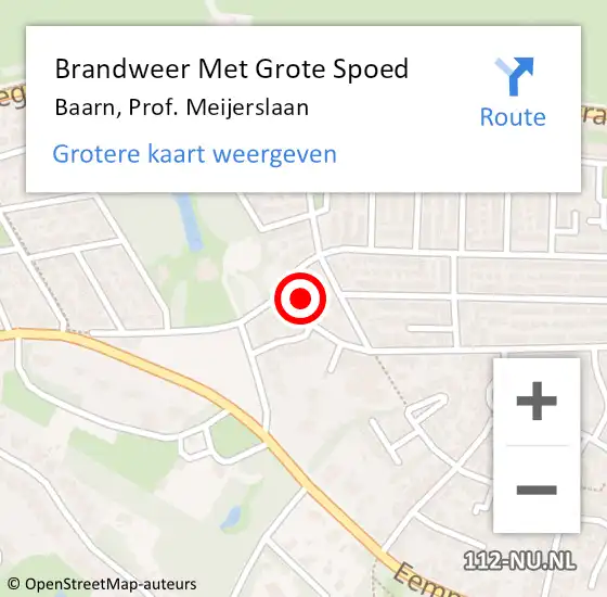 Locatie op kaart van de 112 melding: Brandweer Met Grote Spoed Naar Baarn, Prof. Meijerslaan op 15 september 2013 19:40