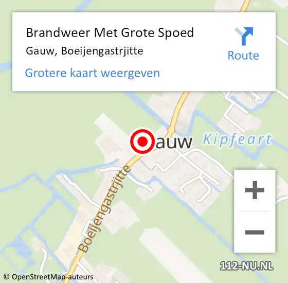 Locatie op kaart van de 112 melding: Brandweer Met Grote Spoed Naar Gauw, Boeijengastrjitte op 13 april 2016 15:02