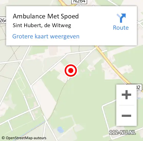 Locatie op kaart van de 112 melding: Ambulance Met Spoed Naar Sint Hubert, de Witweg op 11 december 2013 20:09