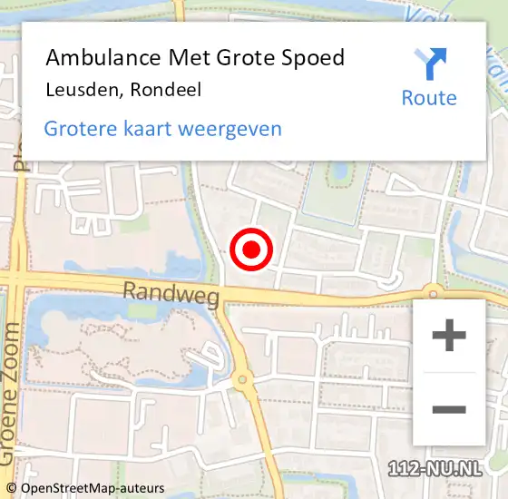 Locatie op kaart van de 112 melding: Ambulance Met Grote Spoed Naar Leusden, Rondeel op 13 april 2016 16:23