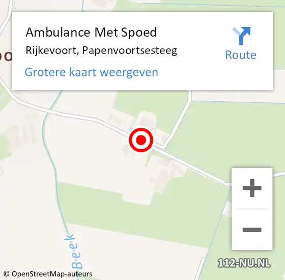 Locatie op kaart van de 112 melding: Ambulance Met Spoed Naar Rijkevoort, Papenvoortsesteeg op 13 april 2016 16:43