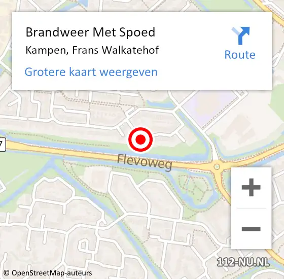 Locatie op kaart van de 112 melding: Brandweer Met Spoed Naar Kampen, Frans Walkatehof op 13 april 2016 16:49