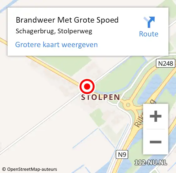 Locatie op kaart van de 112 melding: Brandweer Met Grote Spoed Naar Schagerbrug, Stolperweg op 13 april 2016 16:55