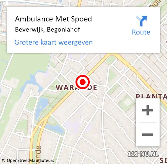 Locatie op kaart van de 112 melding: Ambulance Met Spoed Naar Beverwijk, Begoniahof op 13 april 2016 18:39