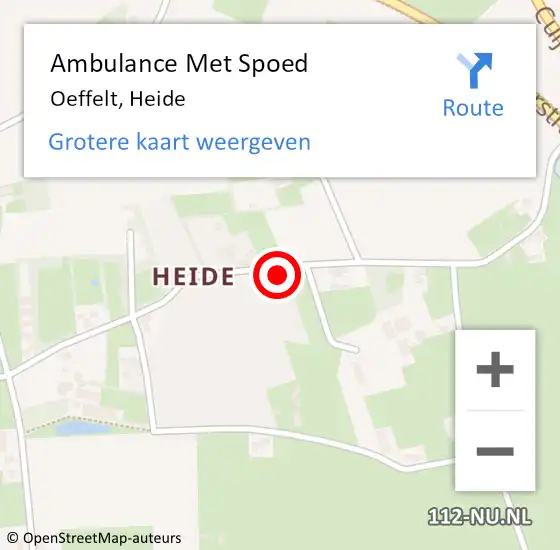 Locatie op kaart van de 112 melding: Ambulance Met Spoed Naar Oeffelt, Heide op 13 april 2016 19:06
