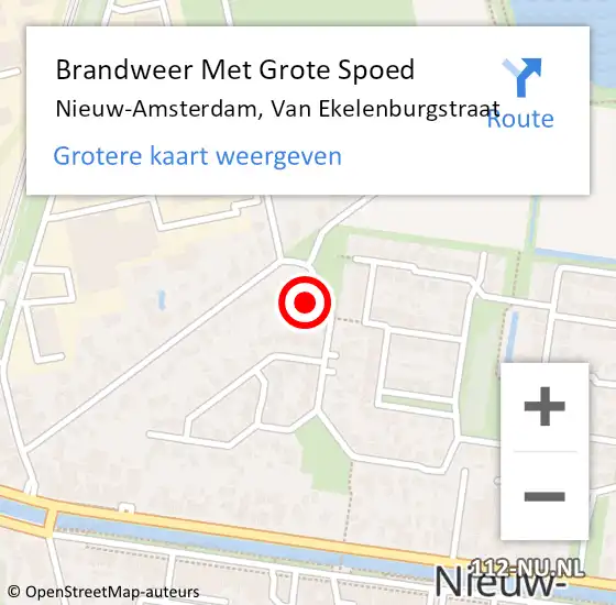 Locatie op kaart van de 112 melding: Brandweer Met Grote Spoed Naar Nieuw-Amsterdam, Van Ekelenburgstraat op 13 april 2016 19:23