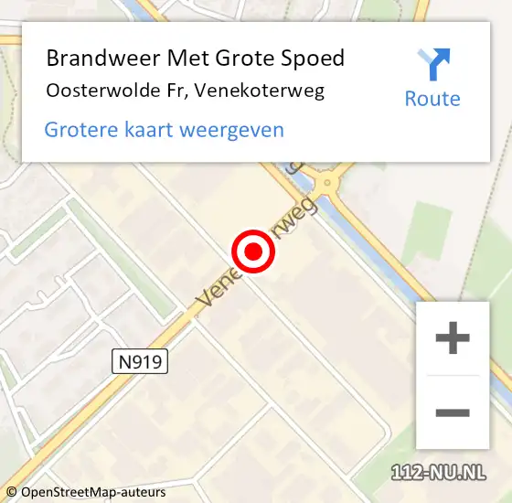 Locatie op kaart van de 112 melding: Brandweer Met Grote Spoed Naar Oosterwolde Fr, Venekoterweg op 13 april 2016 21:00