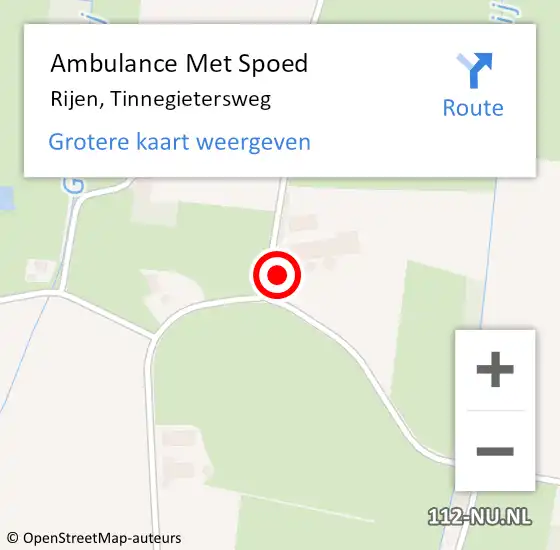 Locatie op kaart van de 112 melding: Ambulance Met Spoed Naar Rijen, Tinnegietersweg op 13 april 2016 21:28