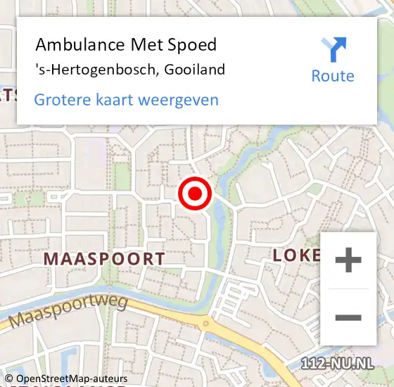 Locatie op kaart van de 112 melding: Ambulance Met Spoed Naar 's-Hertogenbosch, Gooiland op 13 april 2016 22:25