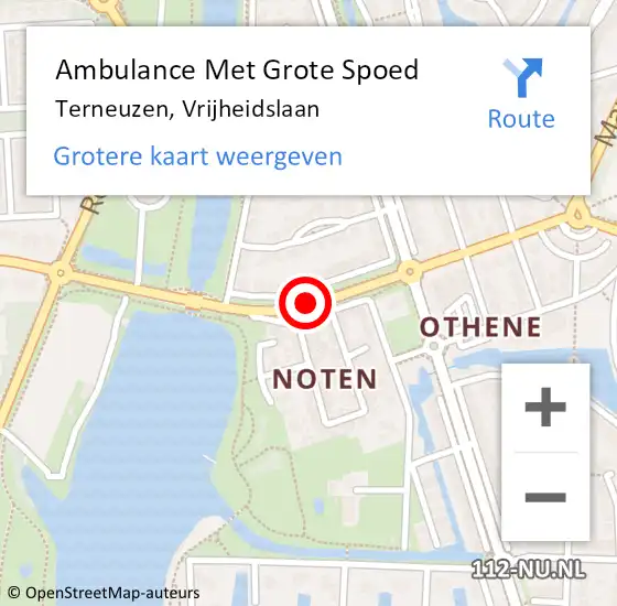 Locatie op kaart van de 112 melding: Ambulance Met Grote Spoed Naar Terneuzen, Vrijheidslaan op 11 december 2013 21:03