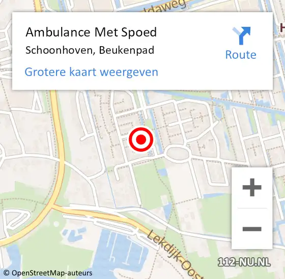 Locatie op kaart van de 112 melding: Ambulance Met Spoed Naar Schoonhoven, Beukenpad op 14 april 2016 00:29