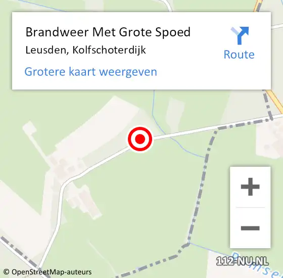 Locatie op kaart van de 112 melding: Brandweer Met Grote Spoed Naar Leusden, Kolfschoterdijk op 11 december 2013 21:16