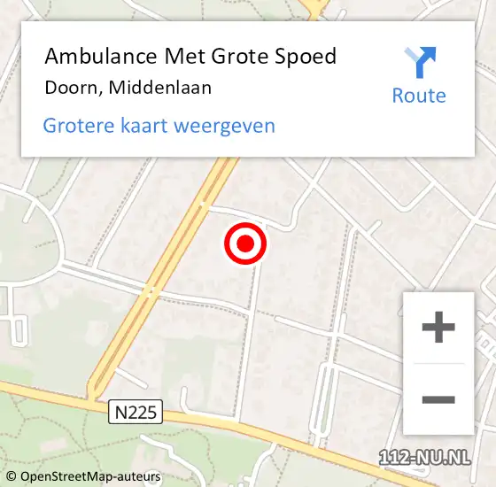 Locatie op kaart van de 112 melding: Ambulance Met Grote Spoed Naar Doorn, Middenlaan op 14 april 2016 05:06