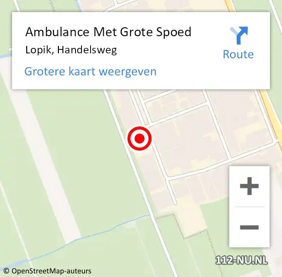 Locatie op kaart van de 112 melding: Ambulance Met Grote Spoed Naar Lopik, Handelsweg op 14 april 2016 06:37