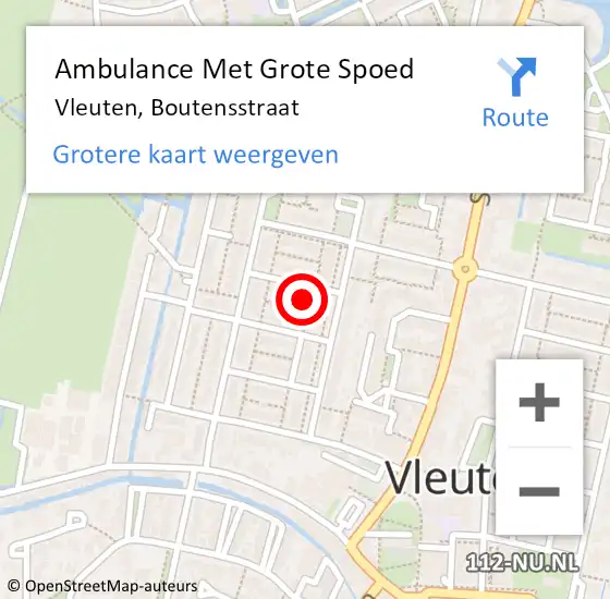 Locatie op kaart van de 112 melding: Ambulance Met Grote Spoed Naar Vleuten, Boutensstraat op 14 april 2016 07:20