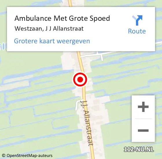 Locatie op kaart van de 112 melding: Ambulance Met Grote Spoed Naar Westzaan, J J Allanstraat op 14 april 2016 07:52