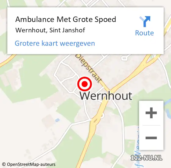 Locatie op kaart van de 112 melding: Ambulance Met Grote Spoed Naar Wernhout, Sint Janshof op 14 april 2016 08:56