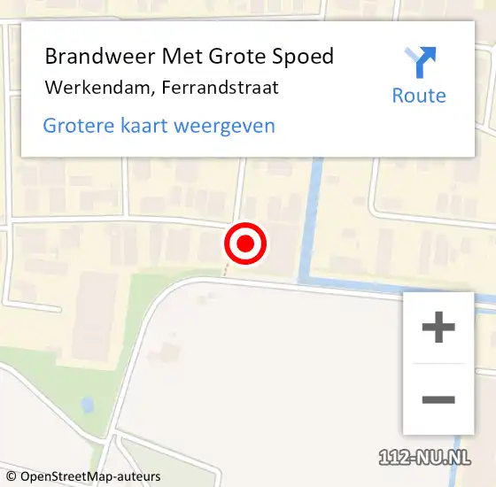 Locatie op kaart van de 112 melding: Brandweer Met Grote Spoed Naar Werkendam, Ferrandstraat op 14 april 2016 09:28