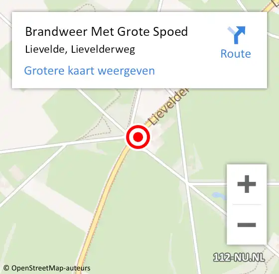 Locatie op kaart van de 112 melding: Brandweer Met Grote Spoed Naar Lievelde, Lievelderweg op 14 april 2016 10:08