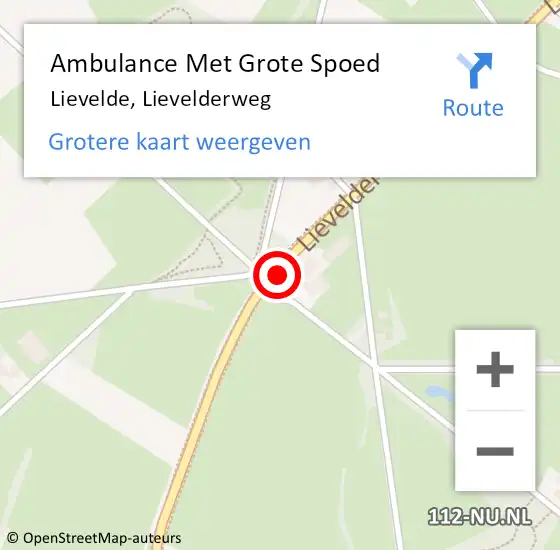 Locatie op kaart van de 112 melding: Ambulance Met Grote Spoed Naar Lievelde, Lievelderweg op 14 april 2016 10:09