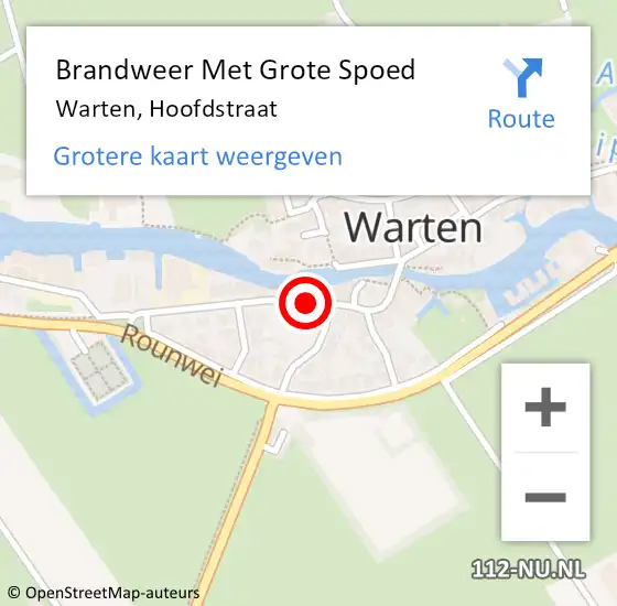 Locatie op kaart van de 112 melding: Brandweer Met Grote Spoed Naar Warten, Hoofdstraat op 14 april 2016 10:18