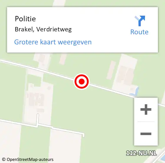 Locatie op kaart van de 112 melding: Politie Brakel, Verdrietweg op 11 december 2013 22:14