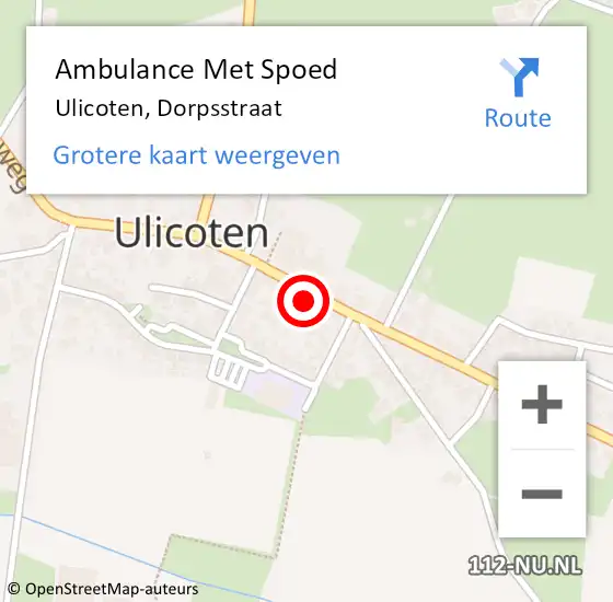 Locatie op kaart van de 112 melding: Ambulance Met Spoed Naar Ulicoten, Dorpsstraat op 14 april 2016 11:39