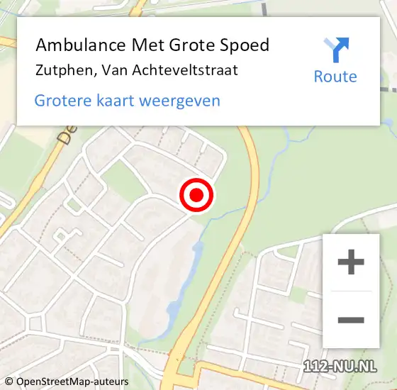 Locatie op kaart van de 112 melding: Ambulance Met Grote Spoed Naar Zutphen, Van Achteveltstraat op 14 april 2016 12:32