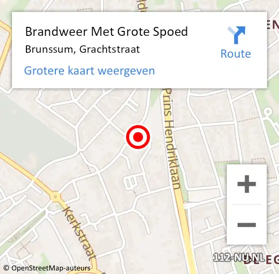 Locatie op kaart van de 112 melding: Brandweer Met Grote Spoed Naar Brunssum, Grachtstraat op 14 april 2016 12:48